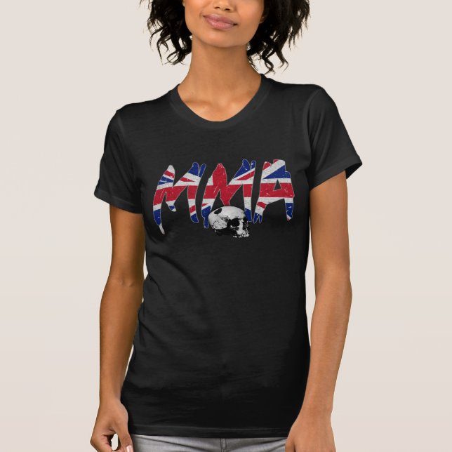 T-shirt BRITÂNICO das senhoras do crânio do (Frente)