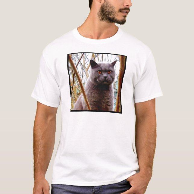 T-shirt britânico do gato azul (Frente)