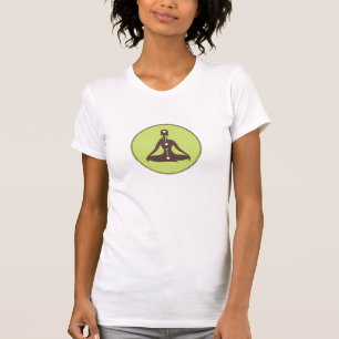T-shirt Brown e silhueta verde 5 da pose da ioga