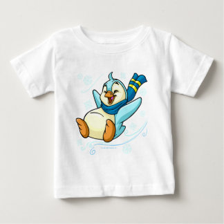 T-shirt Bruce azul que desliza através do gelo