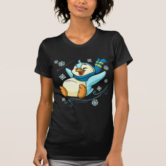 T-shirt Bruce azul que desliza através do gelo