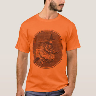 T-shirt Bruxa do Dia das Bruxas em uma vassoura