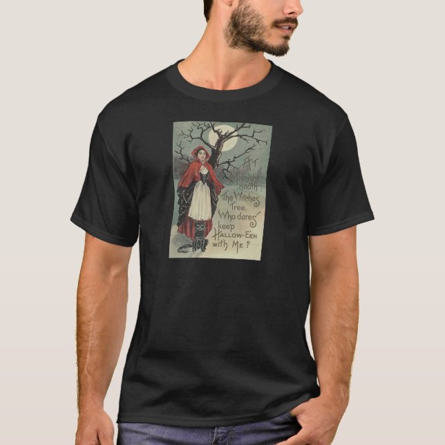 T-shirt Bruxa Gato Preto Lua Cheia (Frente)