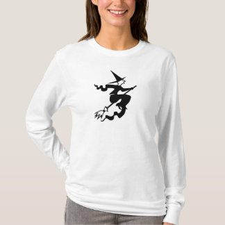 T-shirt bruxa-sanduíche assustadora sobre diversão com vas