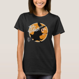 T-shirt Bruxa voando no Broomstick Happy Halloween