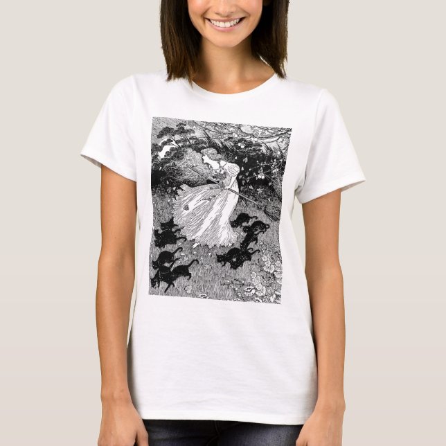 T-shirt Bruxas jovens e gatos pretos (Frente)