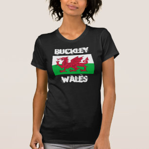 T-shirt Buckley, País de Gales com bandeira galesa