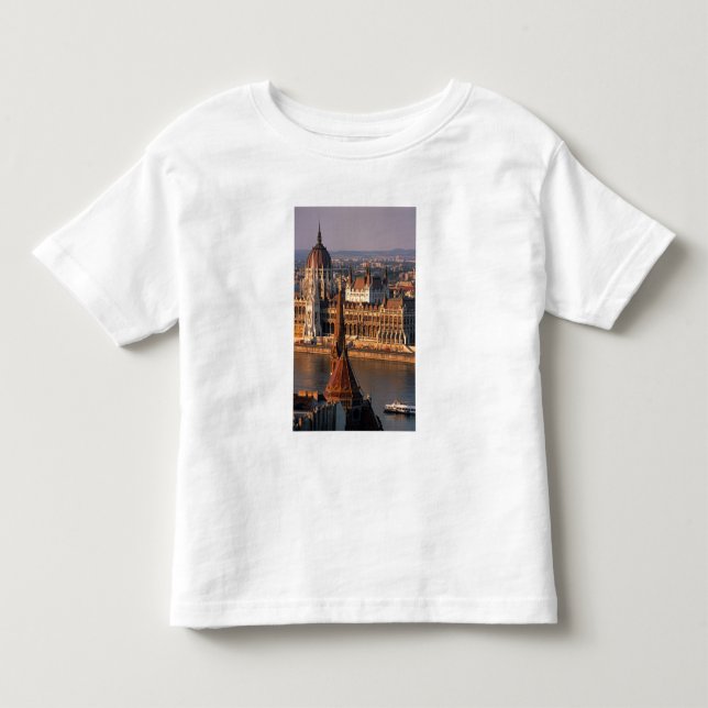 T-shirt Budapest, Hungria, Rio Danúbio, Parlamento (Frente)