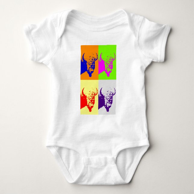 T-shirt Buffalo de Pop de 4 cores (Frente)