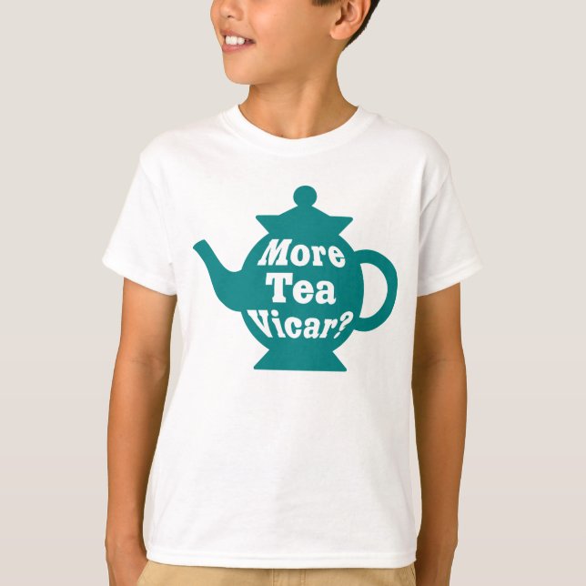 T-shirt Bule de chá - Mais chá, Vigário? - Azul-turquesa e (Frente)