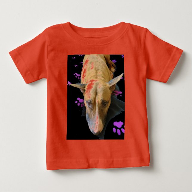 T-shirt Bull Terrier Criança Baby Shirts (Frente)