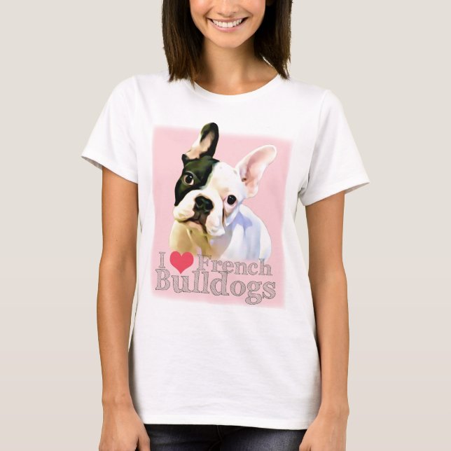 T-Shirt Bulldog Francês - I Heart French Bulldog (Frente)