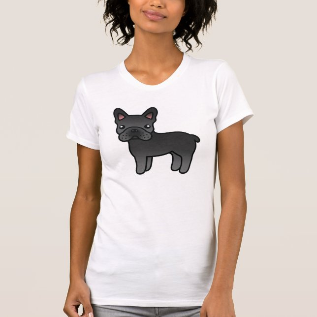 T-shirt Bulldogue Francês Cartoon Preto (Frente)