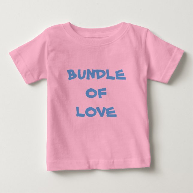 T-shirt BUNDLE DE AMOR - Cor-de-rosa simples / Azul (Frente)