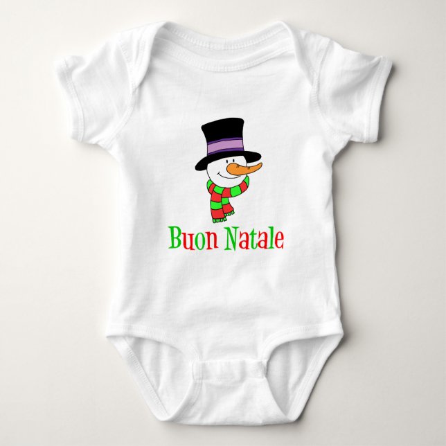 T-shirt Buon Natale Italiano Snowman Kids (Frente)