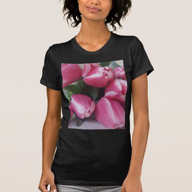T-shirt Buquê Floral Primavera de Tulipas Rosa, Flores (Frente)