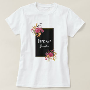 T-shirt Buquê Floral Rosa no Quadro Preto