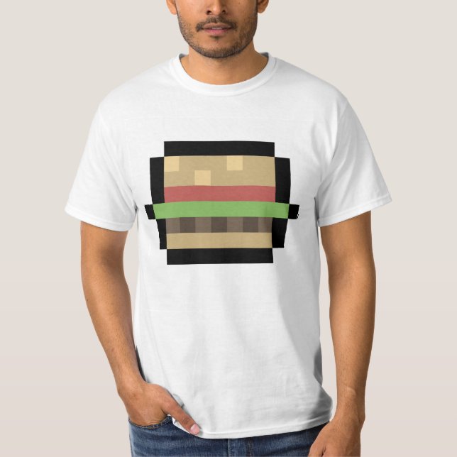 T-Shirt Burger Pixel De 8 Bits (Frente)
