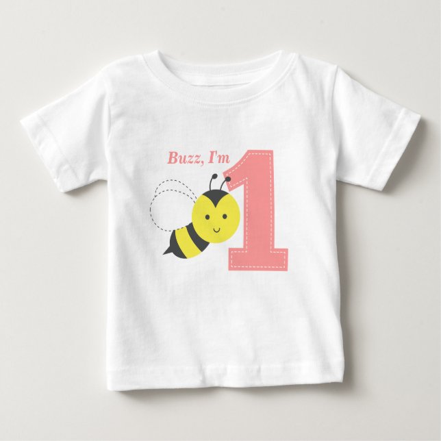 T-shirt Buzz, eu sou um, Primeiro Aniversário, Bela (Frente)