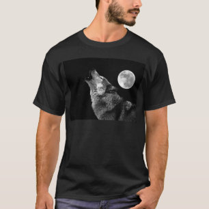 T-shirt BW Wolf Howling na Lua