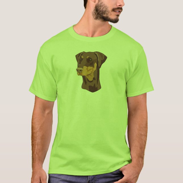 T-shirt Cabeça do Doberman, vermelho, Uncropped (Frente)