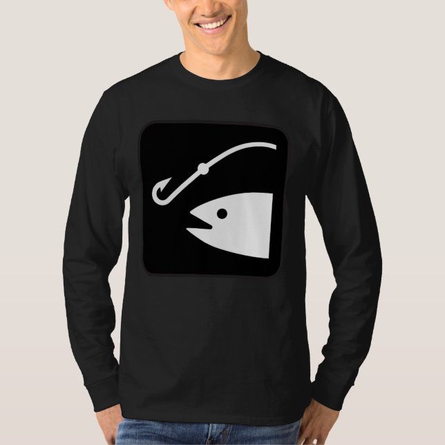 T-shirt Cabeça e gancho dos peixes - preto e branco (Frente)