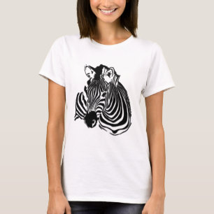 T-shirt cabeça preta & branca de 3D da zebra para amantes