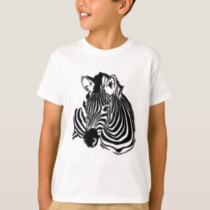 T-shirt cabeça preta & branca de 3D da zebra para amantes