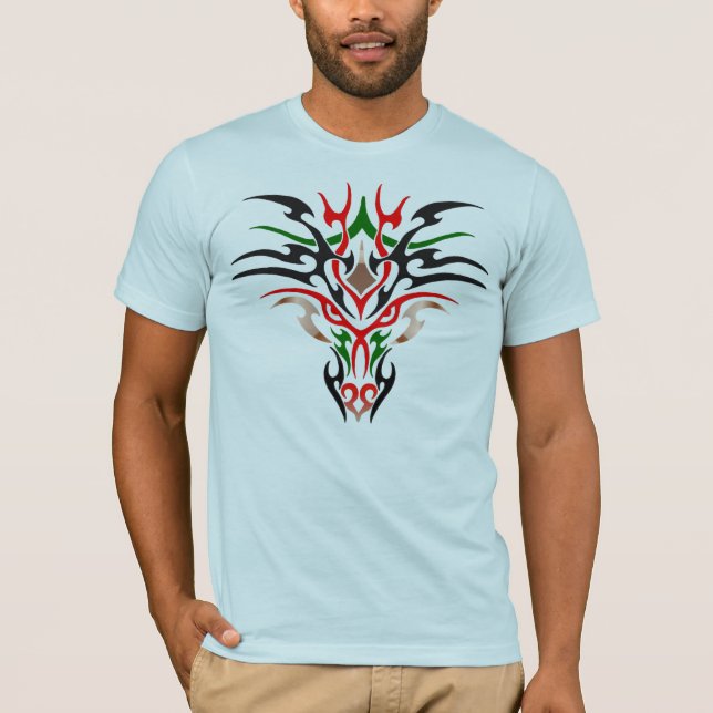 T-shirt cabeça tribal do dragão (Frente)