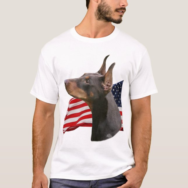 T-shirt Cabeça vermelha do Pinscher do Doberman com (Frente)