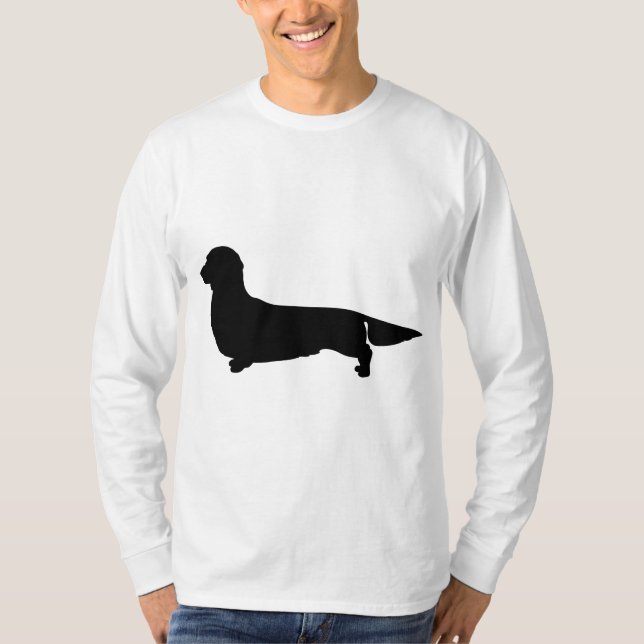 T-shirt Cabelo Longo Dachshund Men Longa Folga (Frente)