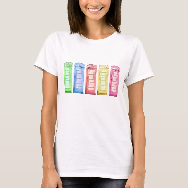 T-shirt Cabine de telefone britânica Groovy - cores (Frente)