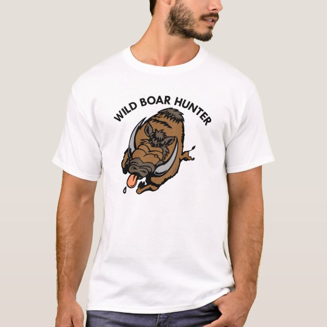 T-shirt Caçador branco do javali (Frente)
