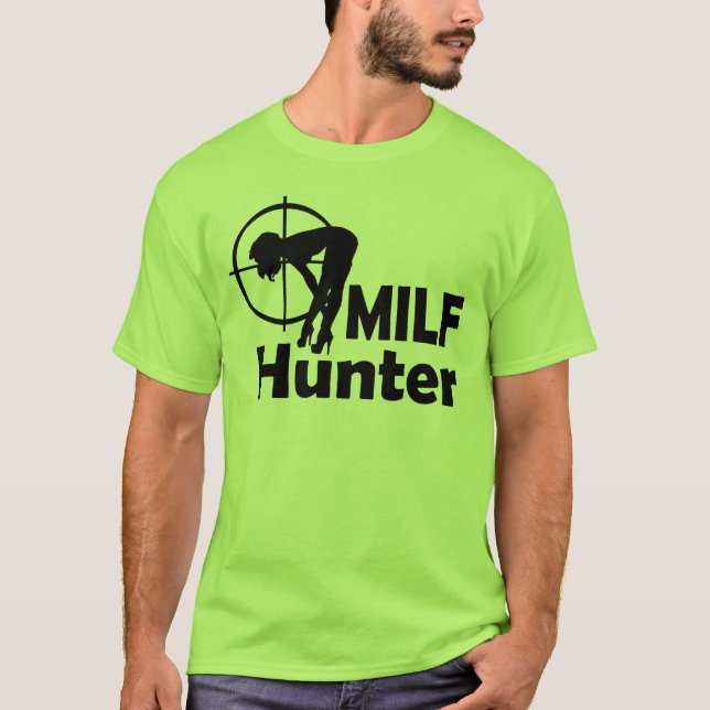 T-shirt Caçador de MILF (texto preto) (Frente)