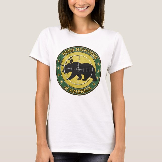 T-shirt Caçadores da cerveja de América (urso do (Frente)