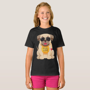 T-shirt Cachorrinho Pug Cartoon Meninas