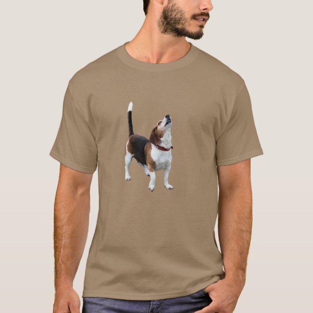T-shirt Cachorro Beagle Uivando Engraçado (Frente)