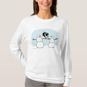 T-shirt Cachorro Border Collie de Férias de Inverno com Bo