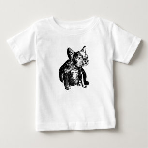 T-shirt Cachorro-Bulldog Desenhando Camisa-T Bebê Fine Jer