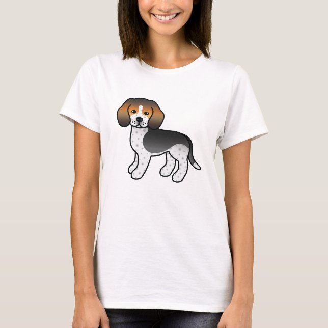 T-shirt Cachorro da Raça Beagle de Desenho Animado Fofo co (Frente)