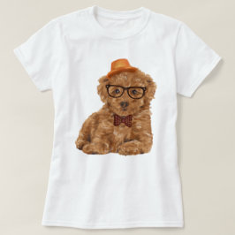 T-shirt Cachorro de Papoila Intelectual pintado à Mão