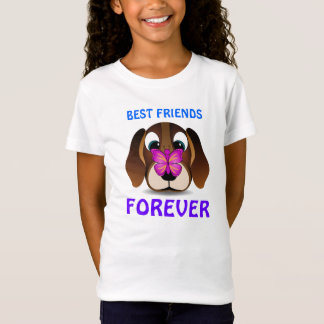 T-shirt Cachorro e Borboleta Melhor Amigos Crianças T-Shir
