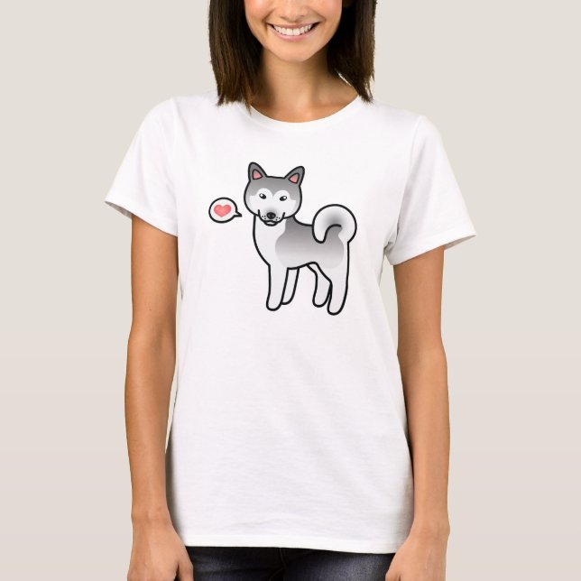 T-shirt Cachorro Malamute do Alasca Cinza e Branco Amor (Frente)
