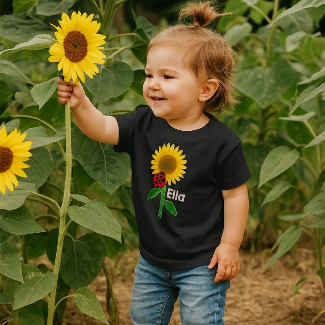 T-shirt Café girassol girassol (Adicione nome), blusa-blus (A darling sunflower tee for toddler girl . Personalize with name )