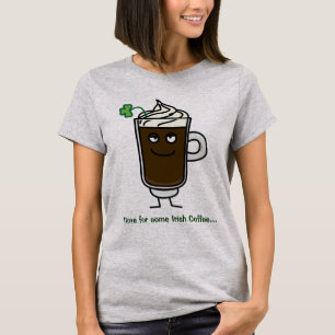 T-shirt Café irlandês bebida álcool trevo verde sortudo