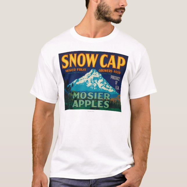 T-shirt Caixa LabelMosier de Apple do boné da neve, OU (Frente)