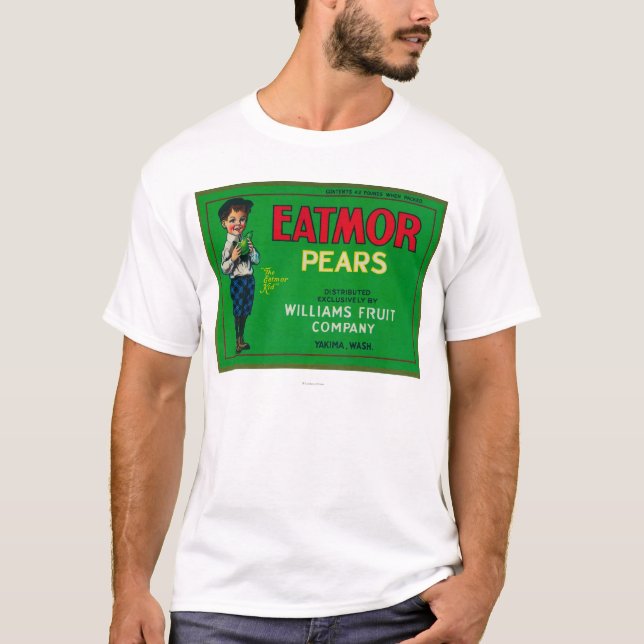 T-shirt Caixa LabelYakima da pera de Eatmor, WA (Frente)