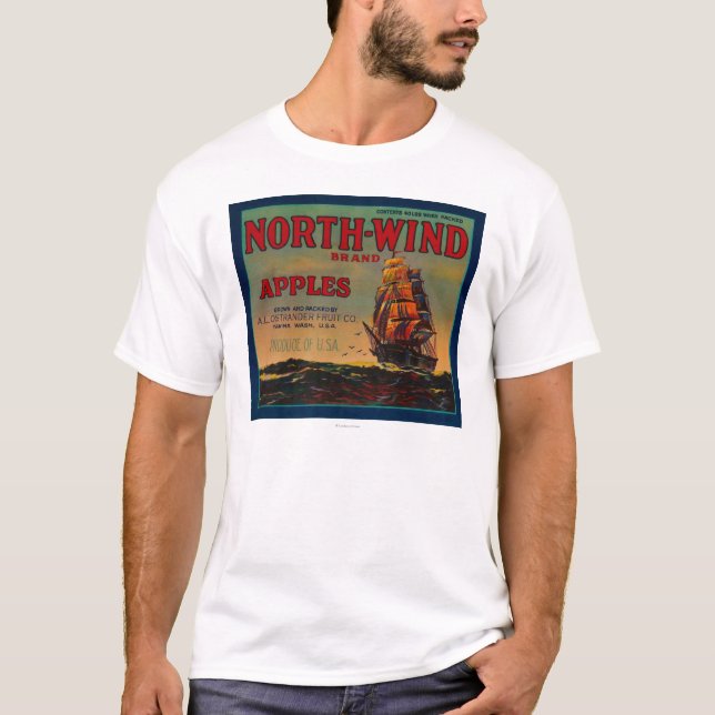 T-shirt Caixa LabelYakima de Apple do vento norte, WA (Frente)