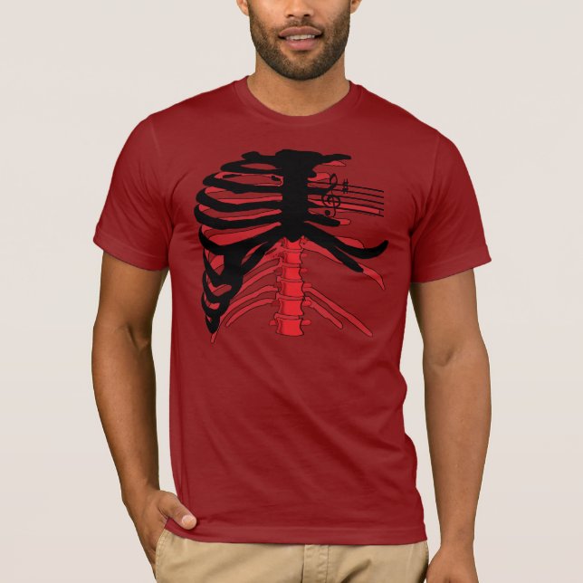 T-shirt Caixa torácica (vermelho/preto) (Frente)