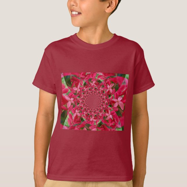 T-shirt Caleidoscópio de Crimson: Arte Flor Sanguínea Milk (Frente)